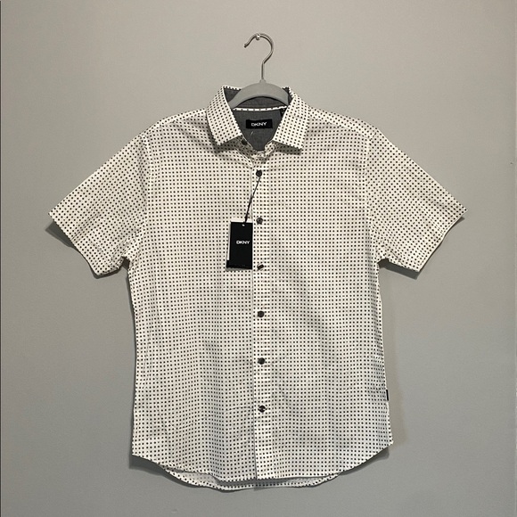 DKNY Monochrome Patterned Button-Up Shirt - Picture 1 of 4
